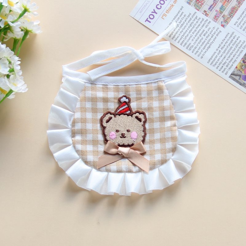 Állatbarát textil nyakbib díszes csipkével, kézzel kötött nyálkendő, univerzális macskáknak és kutyáknak, Jiangsu eredet, laza stílus