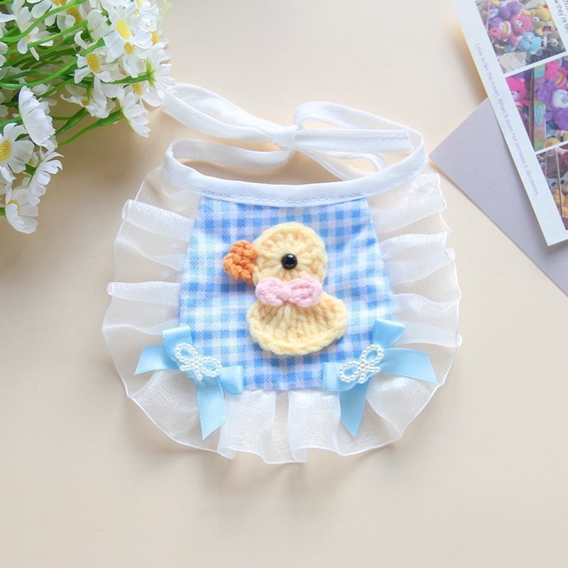 Állatbarát textil nyakbib díszes csipkével, kézzel kötött nyálkendő, univerzális macskáknak és kutyáknak, Jiangsu eredet, laza stílus