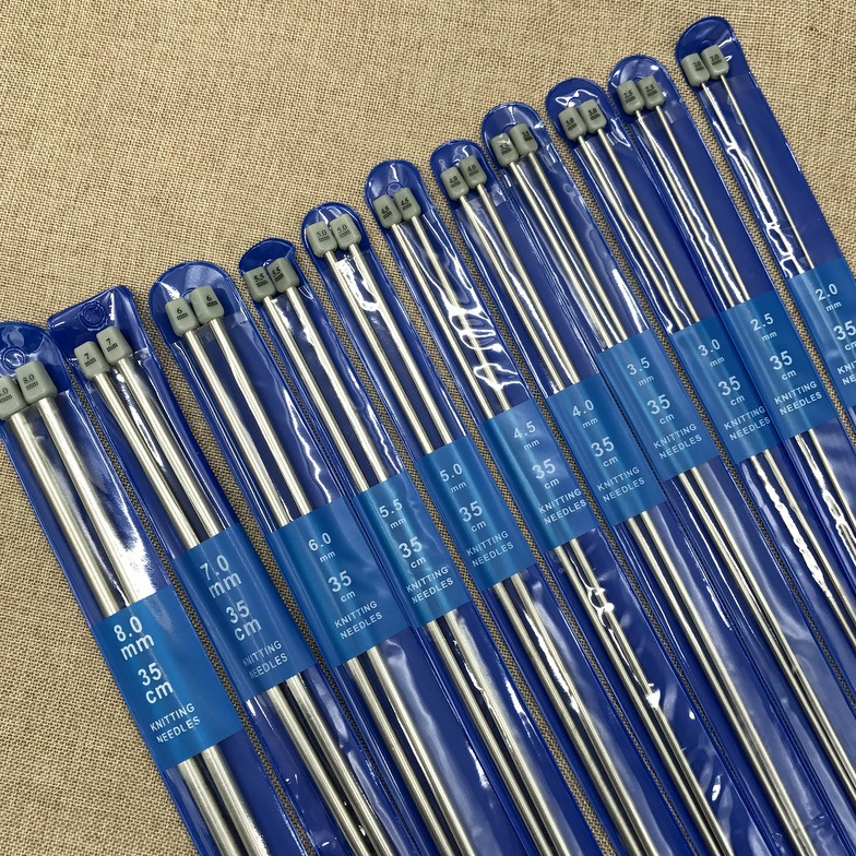 Set od 11 pari igala za pletenje od nehrđajućeg čelika s kapicama i perlama