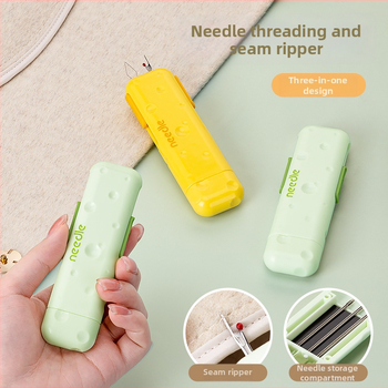 Prenosný viacúčelový nástroj na navliekanie ihiel, s magnetickou krabičkou na ihly, ABS, 300 kusov v balení, minimalistický dizajn