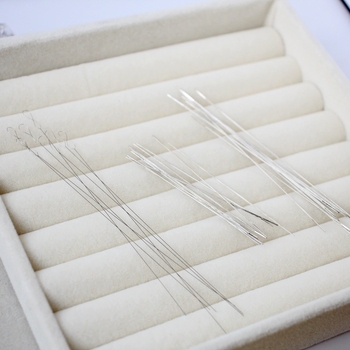 Ултра-фина въртяща игла за нанизване на мъниста – стоманена игла за малки отвори, инструмент за DIY бижута и направа на гривни с перли