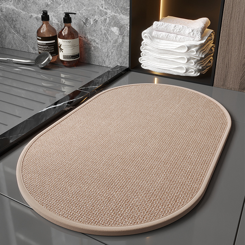 Ленена подложка за баня - квадратна, флорална щампа, скандинавски стил, миеща се