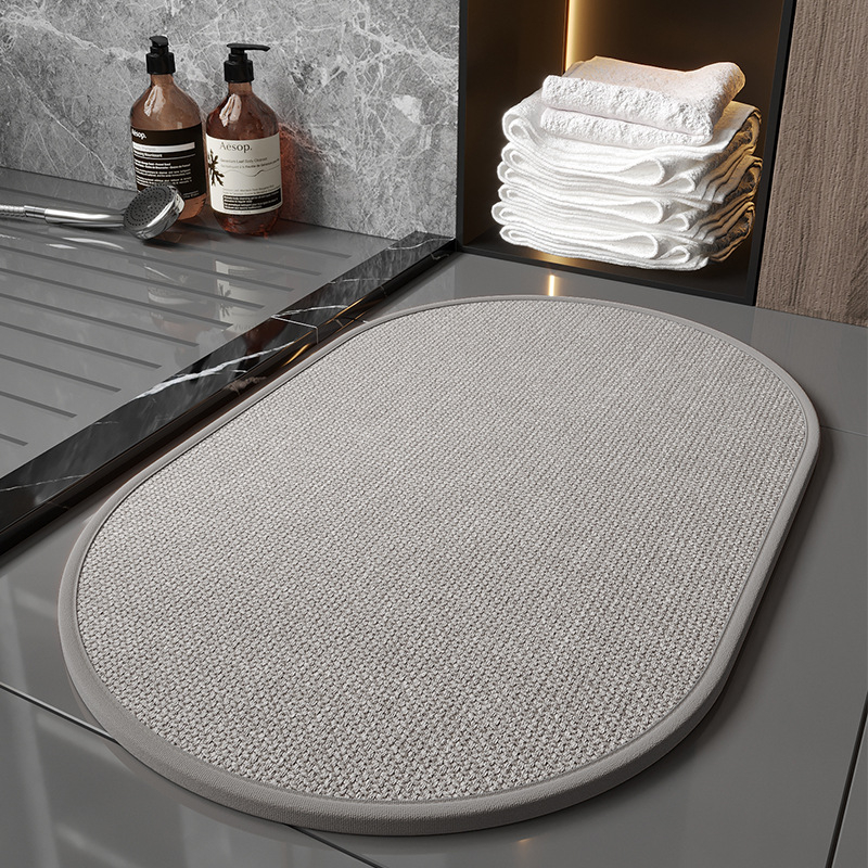 Ленена подложка за баня - квадратна, флорална щампа, скандинавски стил, миеща се