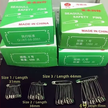 Seagull značka Safety Pin, séria Pin, model 321, kovový materiál, balené v krabici