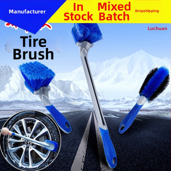 Hosszú nyélű kerékagy és gumi tisztító keféje – többfunkciós autóápolási ecset, anyagok: csavart gyapjú, PP és ABS műanyag