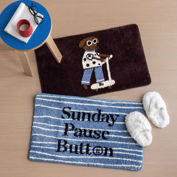 Covor de podea cu design retro de desene animate, textură imitatie de cașmir, pătrat, poliester, imprimare, spălare manuală, personalizare disponibilă, potrivit pentru living, dormitor și baie