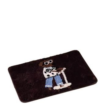 Covor de podea cu design retro de desene animate, textură imitatie de cașmir, pătrat, poliester, imprimare, spălare manuală, personalizare disponibilă, potrivit pentru living, dormitor și baie
