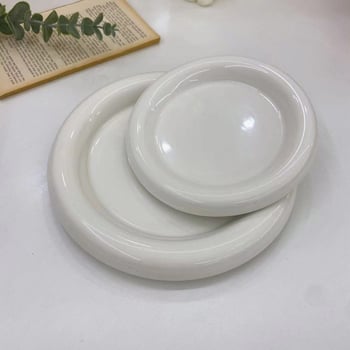 Πορσελάνινο στρογγυλό πιάτο, μοντέρνο μινιμαλιστικό στυλ, πιάτο πρωινού και γλυκισμάτων, κατάλληλο για φούρνο μικροκυμάτων