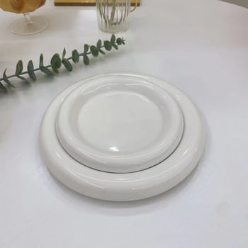 Πορσελάνινο στρογγυλό πιάτο, μοντέρνο μινιμαλιστικό στυλ, πιάτο πρωινού και γλυκισμάτων, κατάλληλο για φούρνο μικροκυμάτων