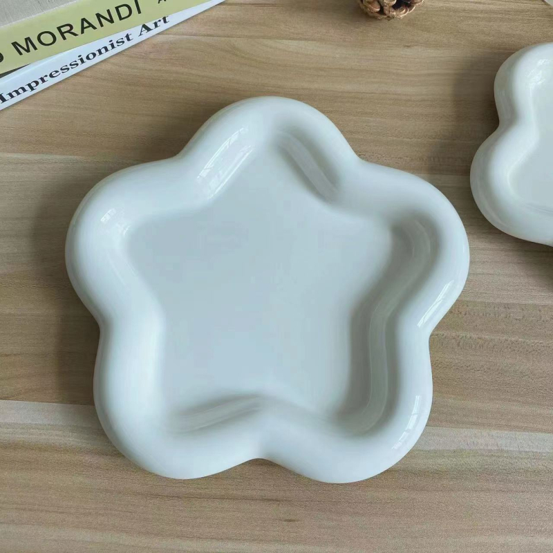 Πορσελάνινο στρογγυλό πιάτο, μοντέρνο μινιμαλιστικό στυλ, πιάτο πρωινού και γλυκισμάτων, κατάλληλο για φούρνο μικροκυμάτων