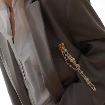 Broš s perlom i resicama, geometrijski dizajn, legura, unisex stil, elektroplatiranje, dekorativni dodatak