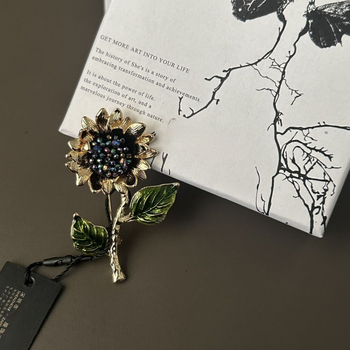 Ηλιοτρόπιο περόνα από τεχνητό κρύσταλλο, φινίρισμα με σταγόνες λαδιού, unisex αξεσουάρ για πέτο, διακοσμητικό και δώρο, άνοιξη 2025