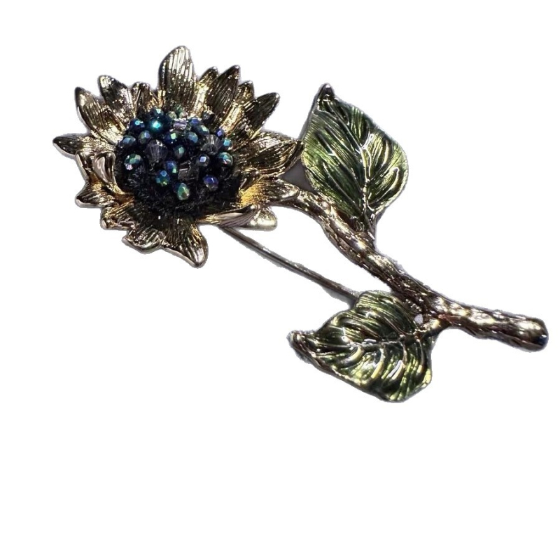 Ηλιοτρόπιο περόνα από τεχνητό κρύσταλλο, φινίρισμα με σταγόνες λαδιού, unisex αξεσουάρ για πέτο, διακοσμητικό και δώρο, άνοιξη 2025