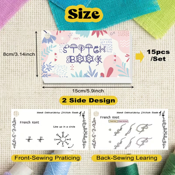 Σετ δειγμάτων κεντητικής κλωστής – 15 τεμάχια, υλικό: χαρτί, χωρίς παραμετροποίηση, εξαρτήματα ραπτικής μηχανής.