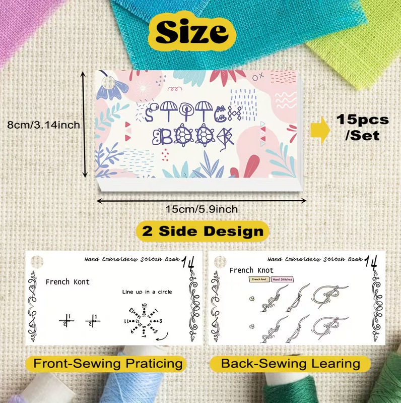 Σετ δειγμάτων κεντητικής κλωστής – 15 τεμάχια, υλικό: χαρτί, χωρίς παραμετροποίηση, εξαρτήματα ραπτικής μηχανής.