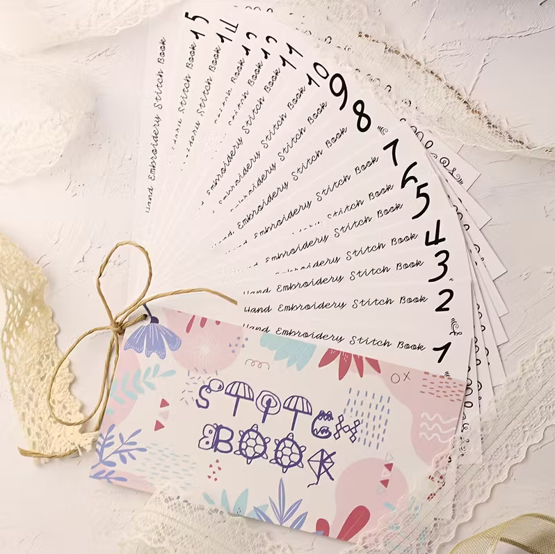 Σετ δειγμάτων κεντητικής κλωστής – 15 τεμάχια, υλικό: χαρτί, χωρίς παραμετροποίηση, εξαρτήματα ραπτικής μηχανής.