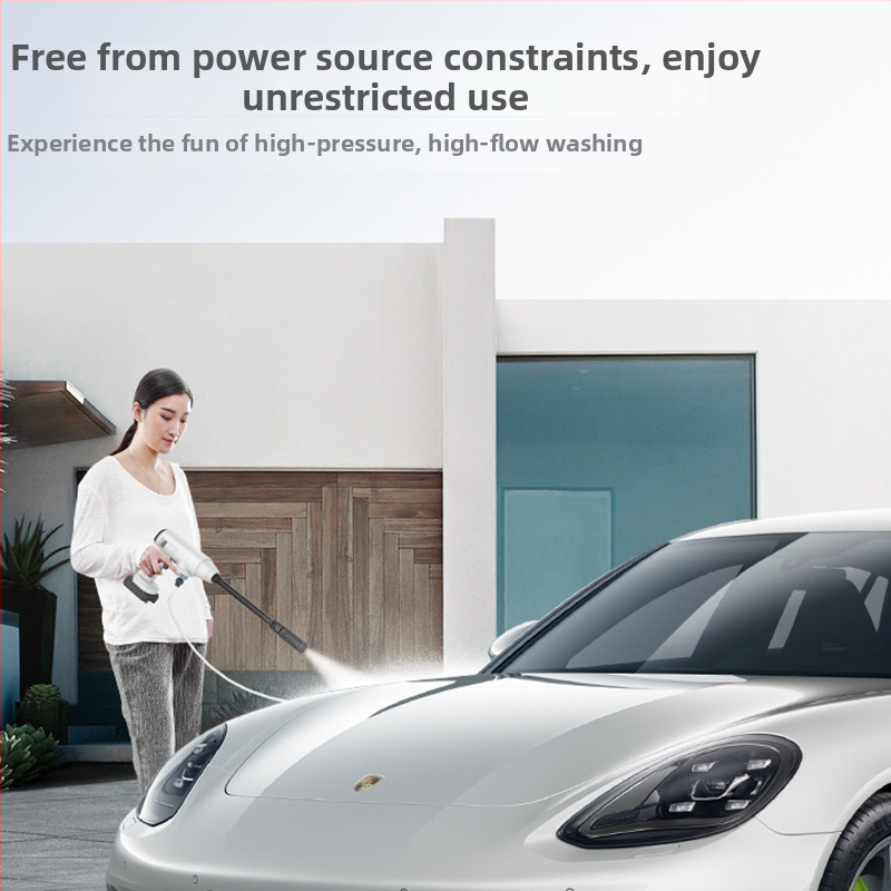 Vysokotlaková pištoľ na umývanie áut, prenosná bezdrôtová s Li‑ion batériou, 21V, 600W, tlak 2.5–25 MPa, prietok 2.6–4.0 L/min, 5 m výstupný hadica