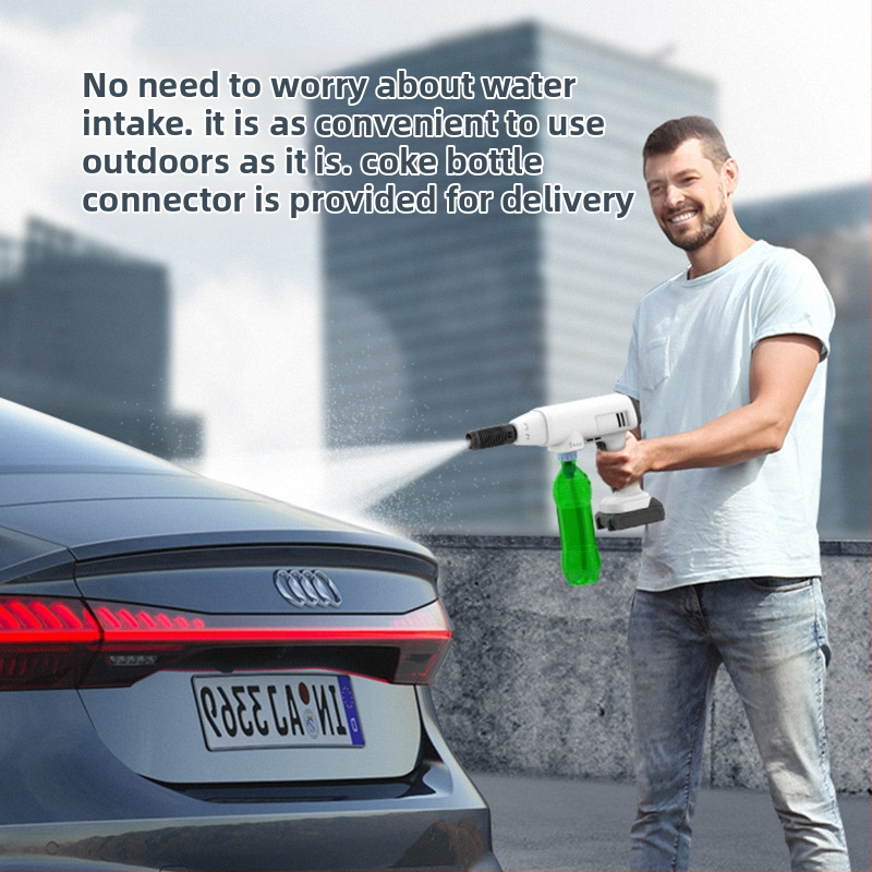 Vysokotlaková pištoľ na umývanie áut, prenosná bezdrôtová s Li‑ion batériou, 21V, 600W, tlak 2.5–25 MPa, prietok 2.6–4.0 L/min, 5 m výstupný hadica