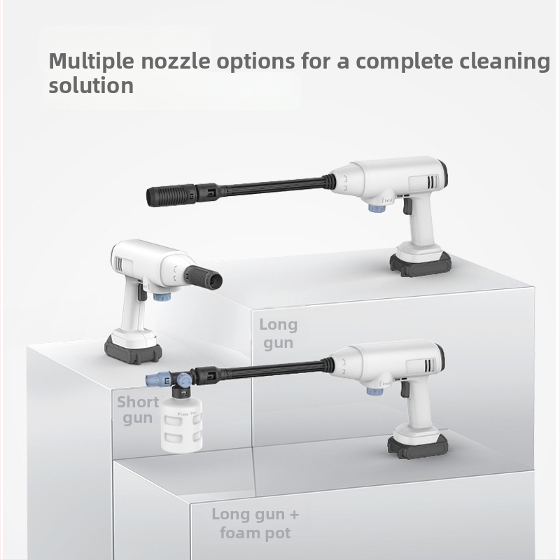 Vysokotlaková pištoľ na umývanie áut, prenosná bezdrôtová s Li‑ion batériou, 21V, 600W, tlak 2.5–25 MPa, prietok 2.6–4.0 L/min, 5 m výstupný hadica