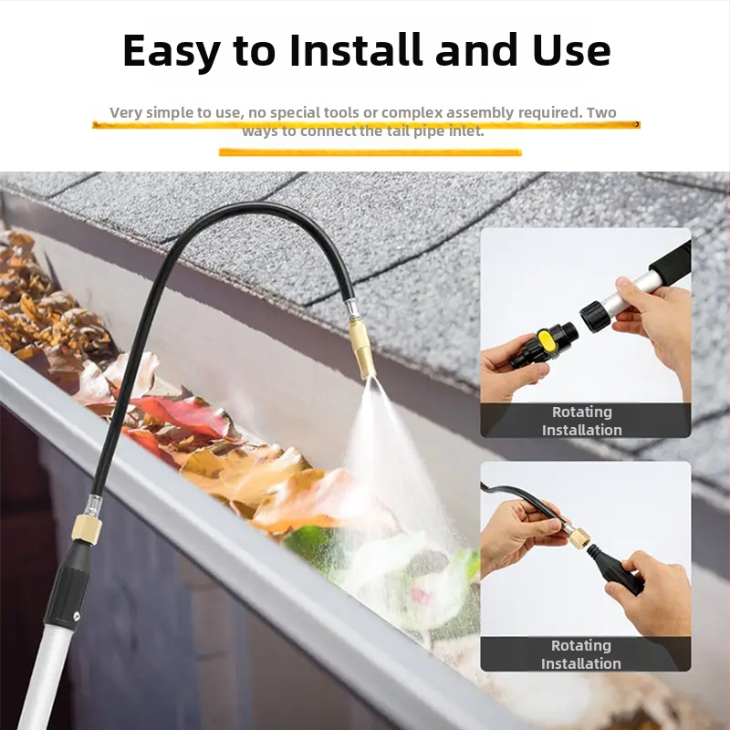 Sklopivi čistač oluka – bakar, WAYSUN, konstrukcija od više materijala (bakar, ABS, aluminijska cijev, PP, silikon brtveni prsten)