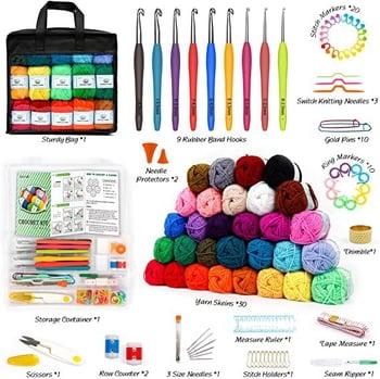 103-dijelni set kukičanja, DIY komplet za kukičanje, 16 kom./kutija, ukupna težina 1 kg, jednostavan stil
