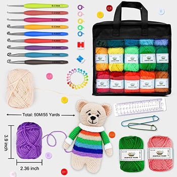 103-dijelni set kukičanja, DIY komplet za kukičanje, 16 kom./kutija, ukupna težina 1 kg, jednostavan stil