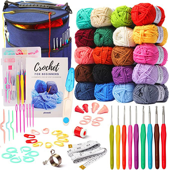 Set kukiča za pletenje od 68 komada — aluminijske kukice s mekanom TPR drškom, spremnik za pohranu, DIY alati za pletenje