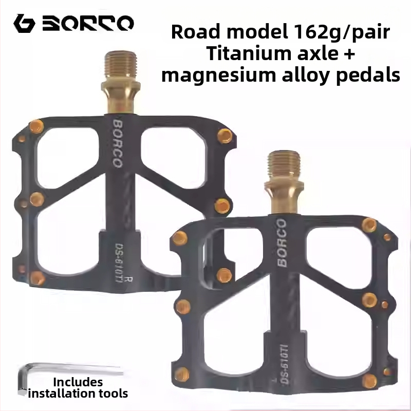 BORCO pedala za bicikl s titanijskim osovinom i tijelom od magnezijevog legura, model 610, pogodno za planinske, cestovne i sklopive bicikle.