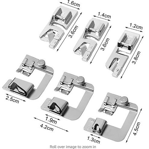 Set nožica za pritiskanje šiv. stroja – noha za šivanje za ohek/roliranje 6290, dimenzije 3/4/6 mm i 4/8, 6/8, 8/8 inča, paket 1000 kom