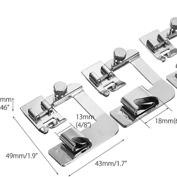 Set nožica za pritiskanje šiv. stroja – noha za šivanje za ohek/roliranje 6290, dimenzije 3/4/6 mm i 4/8, 6/8, 8/8 inča, paket 1000 kom