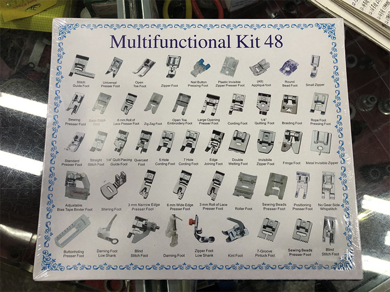 Kućni set presser foot za šivaći stroj, višenamjenski 62-dijelni set, pakiranje 50 komada, bruto težina 15, mogućnost privatne oznake, prilagodba dostupna