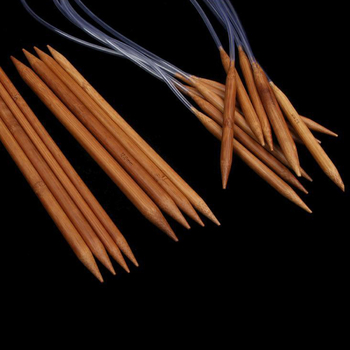 Set de ace pentru tricotat din bambus: ace drepte și circulare și cârlige pentru croșetat; material: bambus; cantitate: 200 buc.