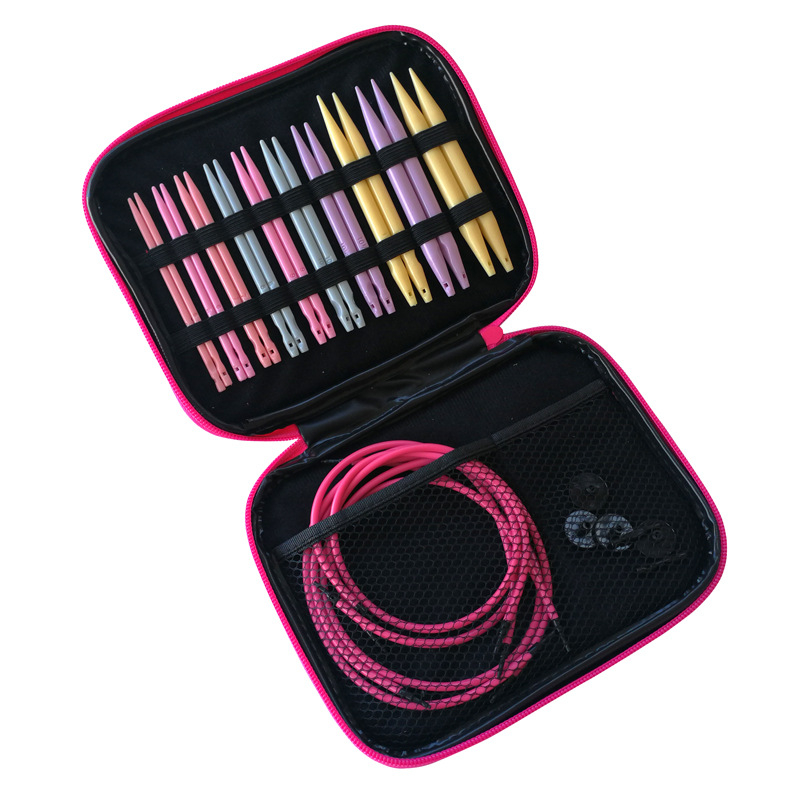 Kružne pletiva igle od ABS plastike, otklopne s zamjenjivim užetom, set od 10 pari, PU torba