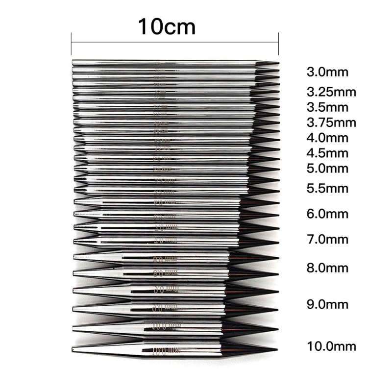 Skup igala za pletenje s odvojivim prstenastim iglama, aluminijsko-nikalni premaz, 13 parova, Clear Peak, japanski stil