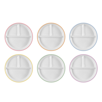 Vaiko keraminė lėkštė su siurbimo kilpeliu ir skirstytomis dalimis; medžiaga keramika + silikonas; tinka nuo 24 mėnesių; 1 vnt komplekte.