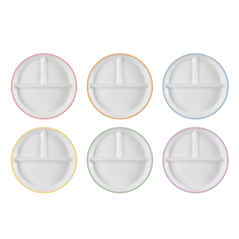 Vaiko keraminė lėkštė su siurbimo kilpeliu ir skirstytomis dalimis; medžiaga keramika + silikonas; tinka nuo 24 mėnesių; 1 vnt komplekte.