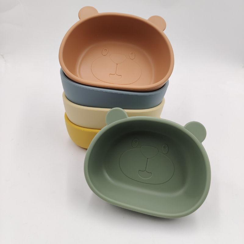 Maisto kokybės silikono kūdikių dubenėlis su siurbtuku, mokomasis dubenėlis kūdikiams su panda dizainu