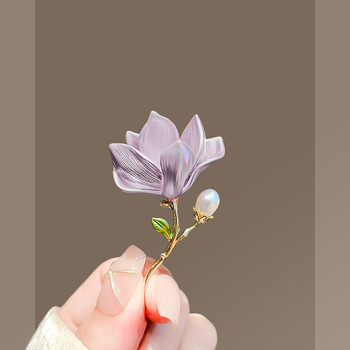 Καρφίτσα Magnolia, πρωτότυπος σχεδιασμός; Υλικό: Χαλκός; Σχήμα: Λουλούδι; Διαδικασία: Ηλεκτροπλατίωση; Για γυναίκες