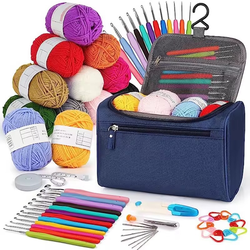 46-dijelni set kukičanja za početnike – aluminijski kukice, viseća torba za pohranu, Needlework