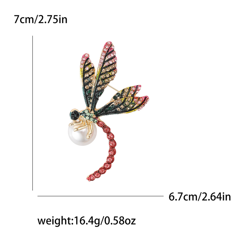 Broš Dragonfly motiv, legura, Beauty Berry Jewelry, dijamantni kristali