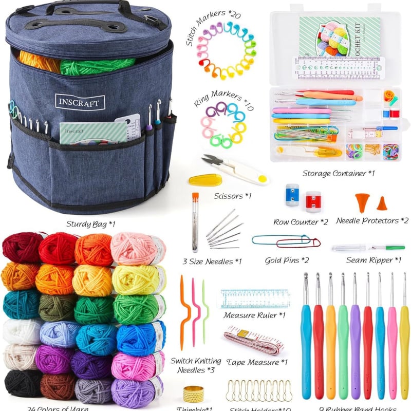 DIY set za heklanje s kukom i uputom u izdržljivoj torbi