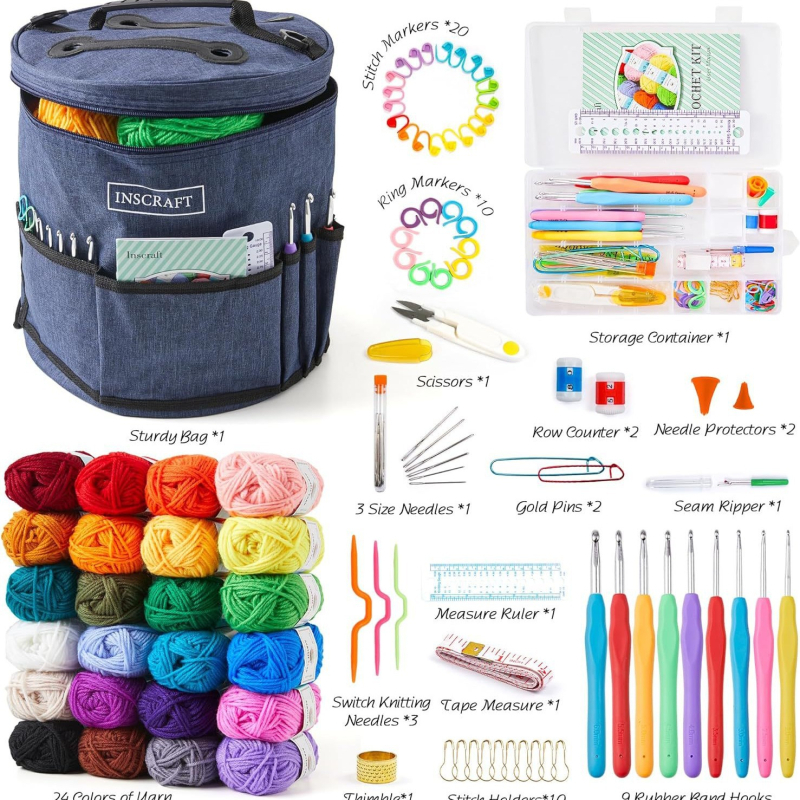 DIY set za heklanje s kukom i uputom u izdržljivoj torbi