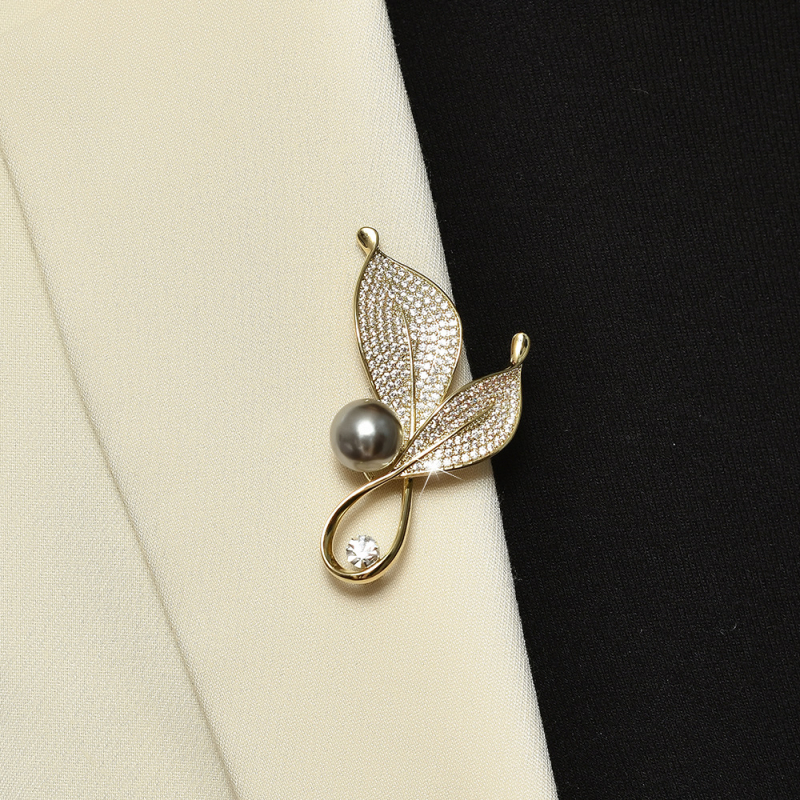 Μεταλλική καρφίτσα με σχέδιο φύλλου, διαμαντένια επεξεργασία, για διακόσμηση, μνήμη και δώρα