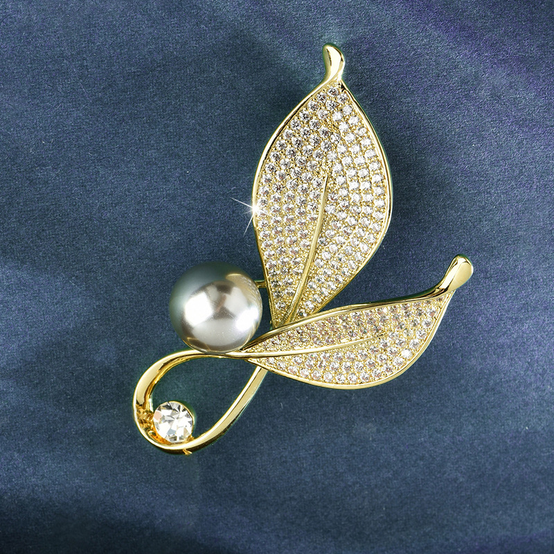 Μεταλλική καρφίτσα με σχέδιο φύλλου, διαμαντένια επεξεργασία, για διακόσμηση, μνήμη και δώρα