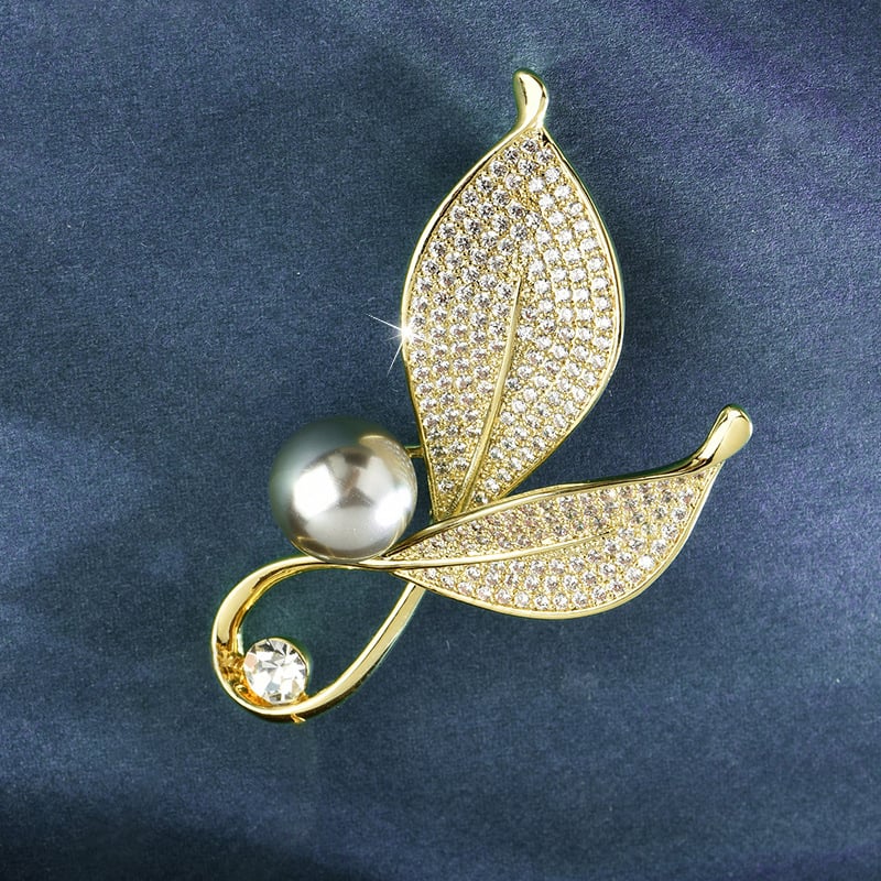 Μεταλλική καρφίτσα με σχέδιο φύλλου, διαμαντένια επεξεργασία, για διακόσμηση, μνήμη και δώρα