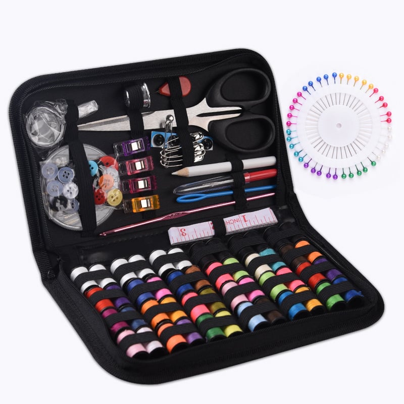 Grandma set za šivanje u kutiji s 172 komada – igle i konac, kućni šivaći set, minimalistički stil