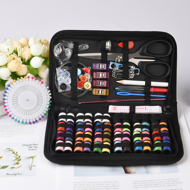 Grandma set za šivanje u kutiji s 172 komada – igle i konac, kućni šivaći set, minimalistički stil