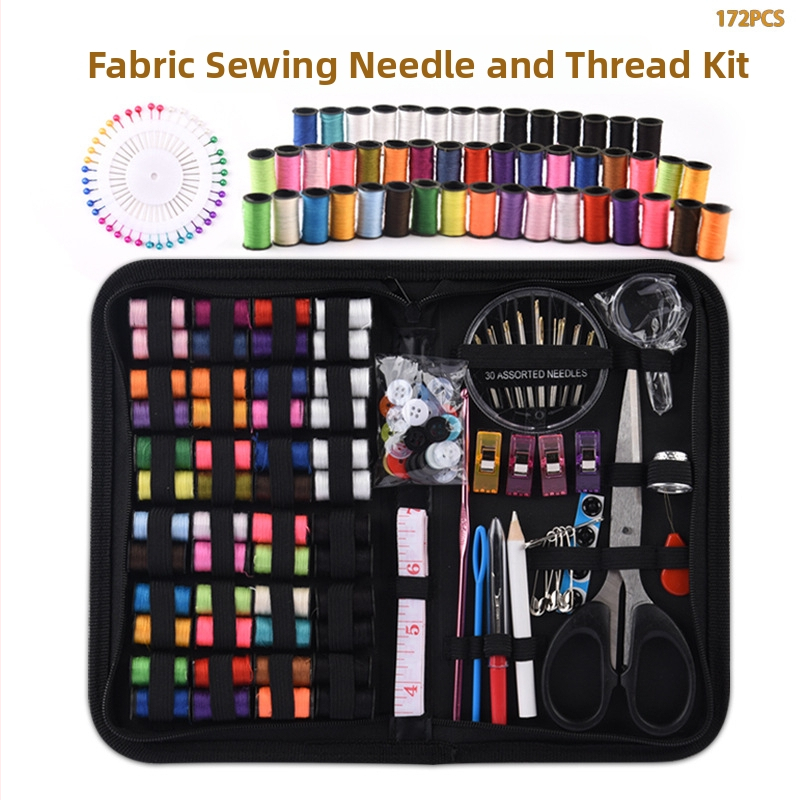 Grandma set za šivanje u kutiji s 172 komada – igle i konac, kućni šivaći set, minimalistički stil
