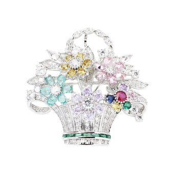 Broșă florală în formă de coș, cupru placat cu aur, electroplacare, brand Yanyi — accesorii elegante pentru femei