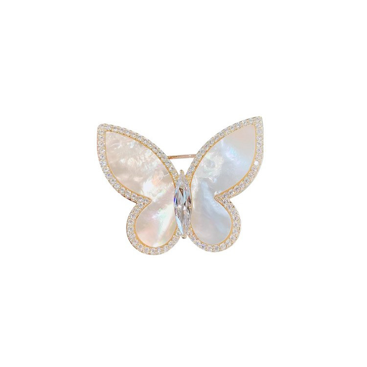 Broșă cu fluture pentru femei — design elegant, motif animal, aliaj, placare electro, accesoriu decorativ (Aliaj; Placare electro; Motif animal; Stil feminin; Broșă)